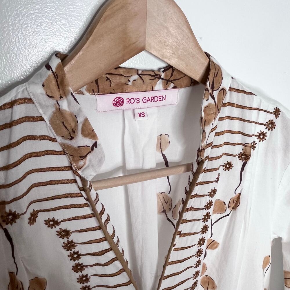 Tuckernuck Ro’s Garden Clorinda Kaftan Dress Leaf Sand Cotton XS Boho Midi - Picture 6 of 13